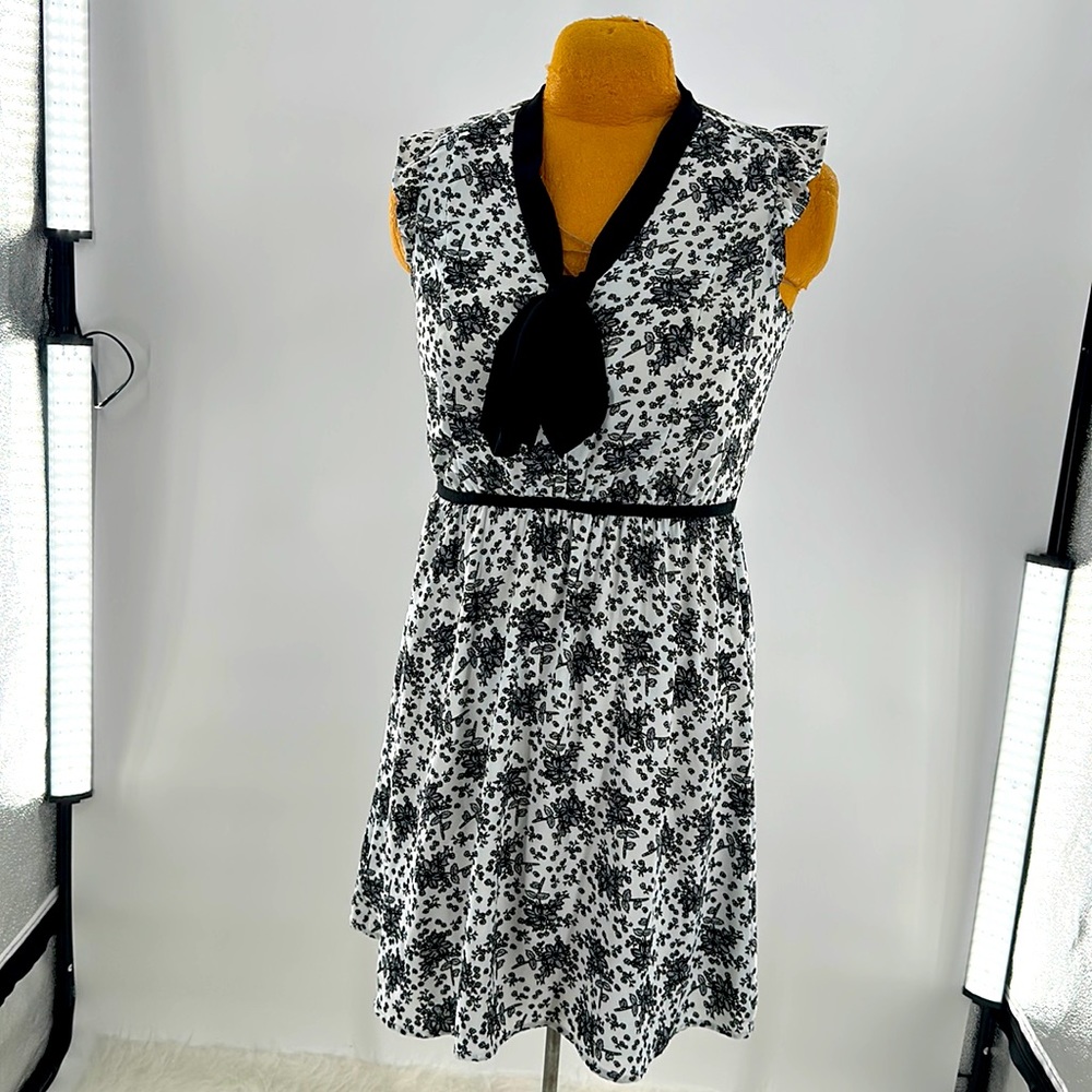 LOFT Women’s Size 4 Midl Floral Black & White Floral Dress